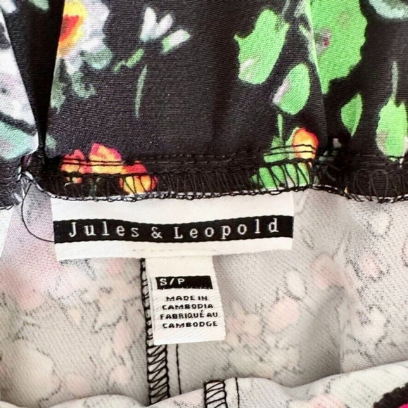 Jules & Leopold Women's Ankle Length Pants Black Small Floral Pull On Peg Leg - Picture 11 of 14